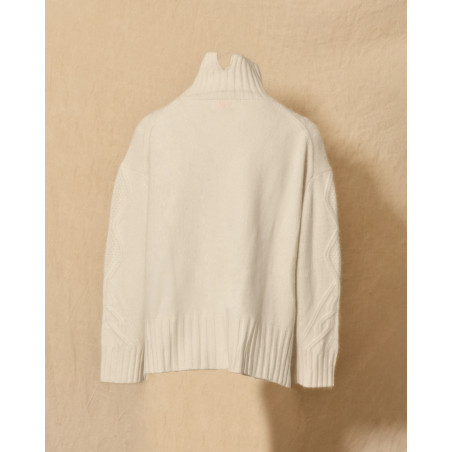 Pull en laine torsadée à col roulé écru Ma Petite Capsule