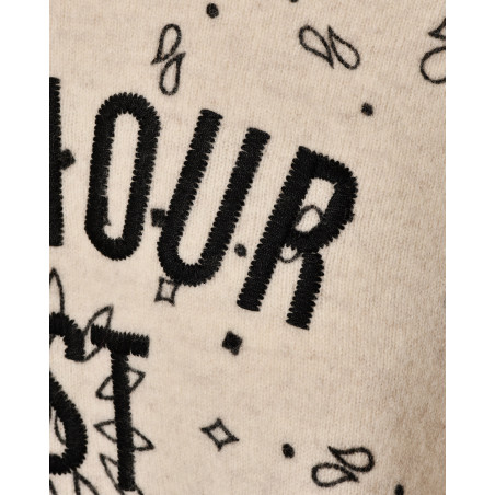 Pull écru en laine à motif bandana noir Ma Petite Capsule