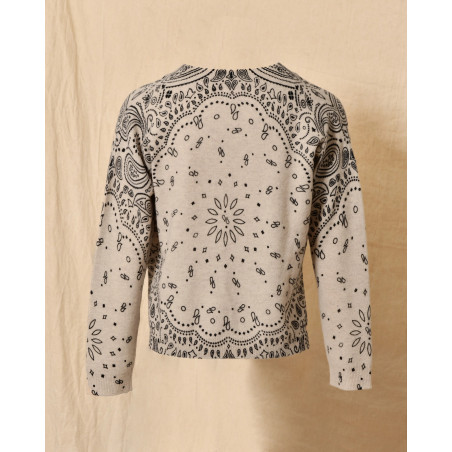 Pull écru en laine à motif bandana noir Ma Petite Capsule