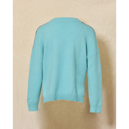 Pull en laine bleu turquoise Ma Petite Capsule