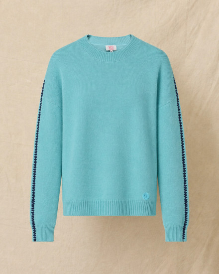 Pull en laine bleu turquoise Ma Petite Capsule