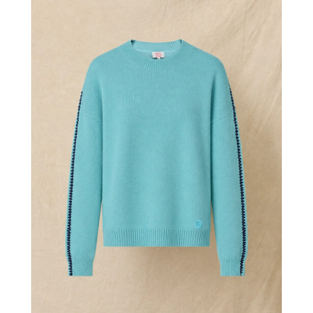 Pull en laine bleu turquoise Ma Petite Capsule
