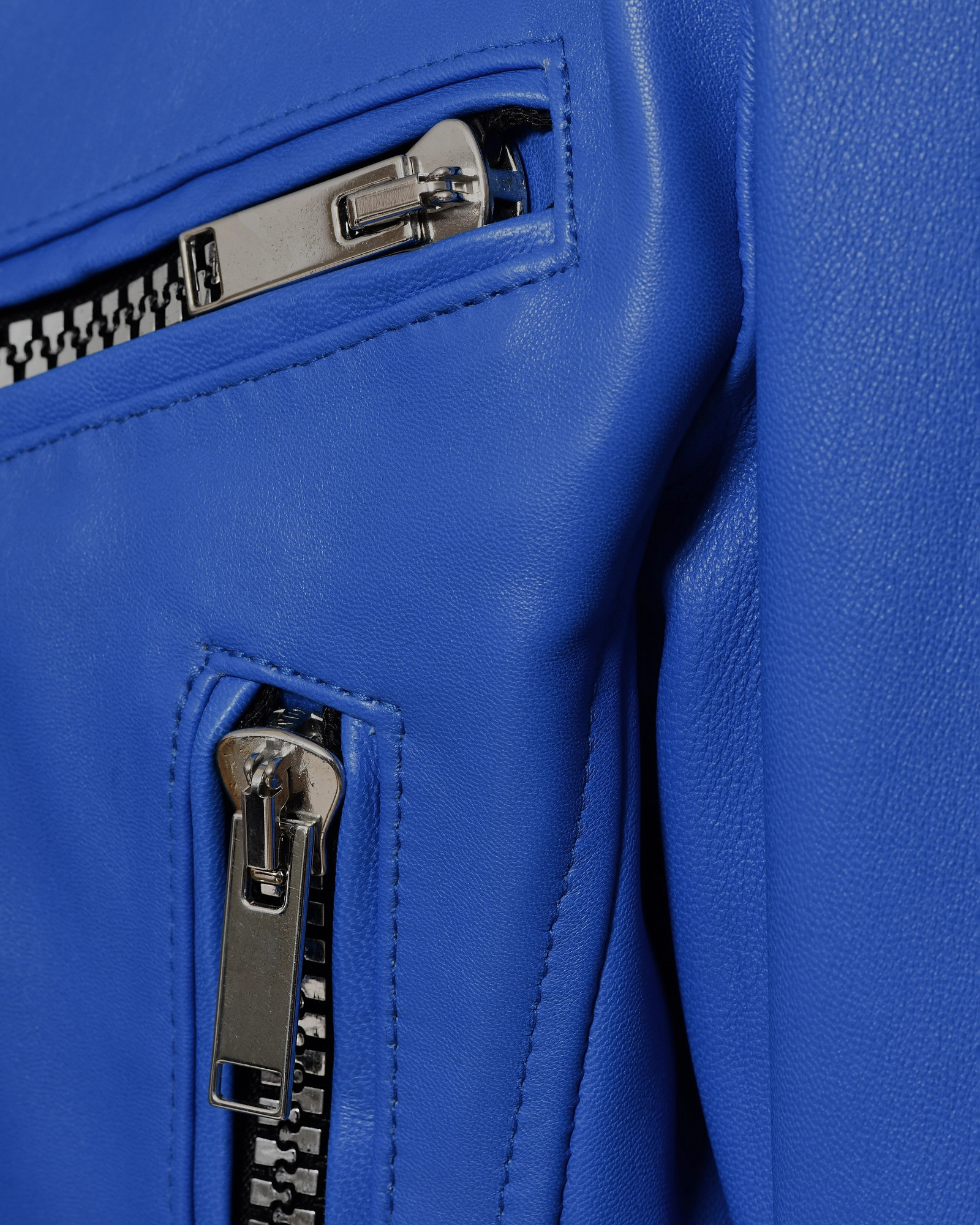 Veste en cuir bleu à multi zip Possery