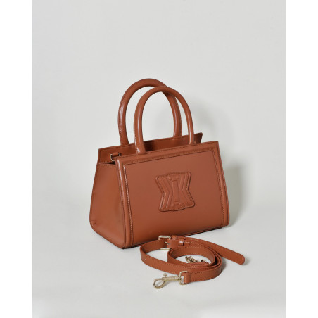 Sac à main en cuir camel à anses arrondies Kassandre