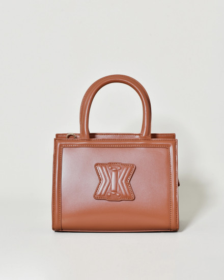 Sac à main en cuir camel à anses arrondies Kassandre