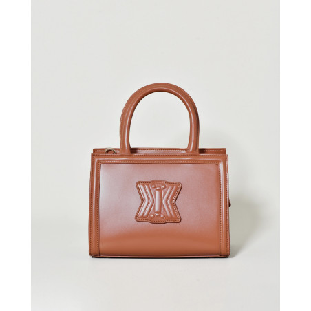 Sac à main en cuir camel à anses arrondies Kassandre