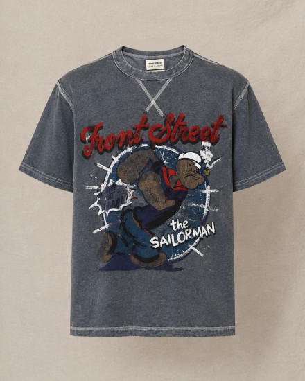 T-shirt bleu imprimé "Popeye" Front Street