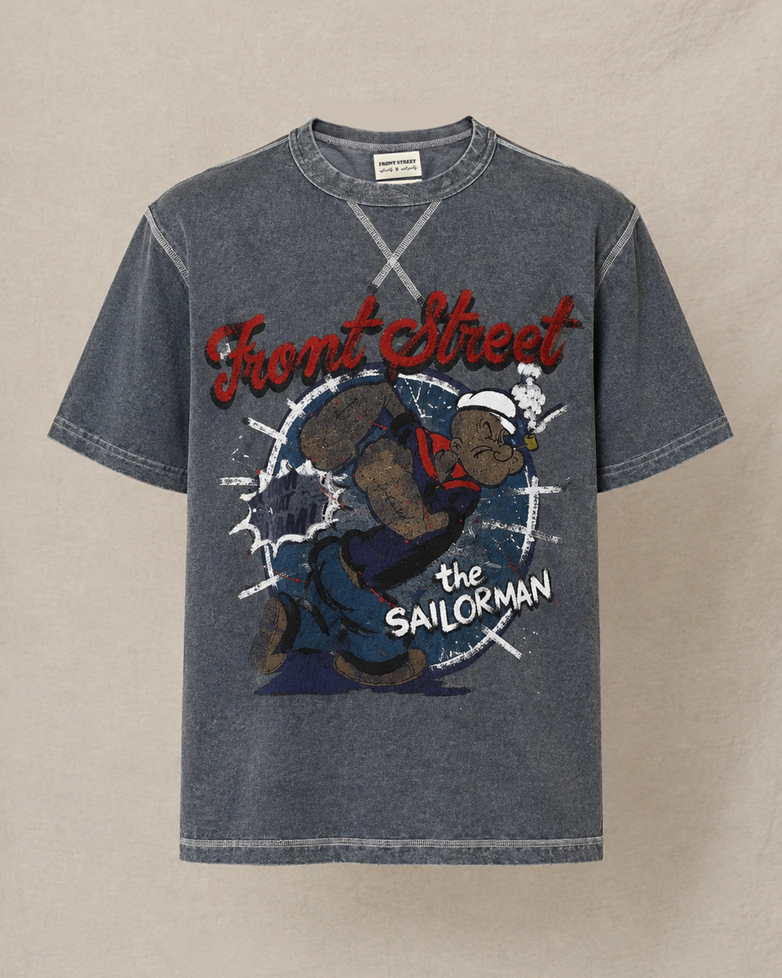 T-shirt bleu imprimé "Popeye" Front Street