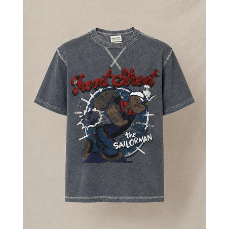 T-shirt bleu imprimé "Popeye" Front Street