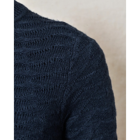 Pull en maille texturée bleu marine Daniele Alessandrini