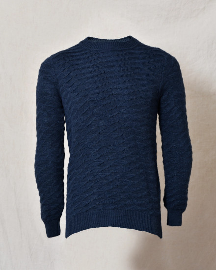 Pull en maille texturée bleu marine Daniele Alessandrini