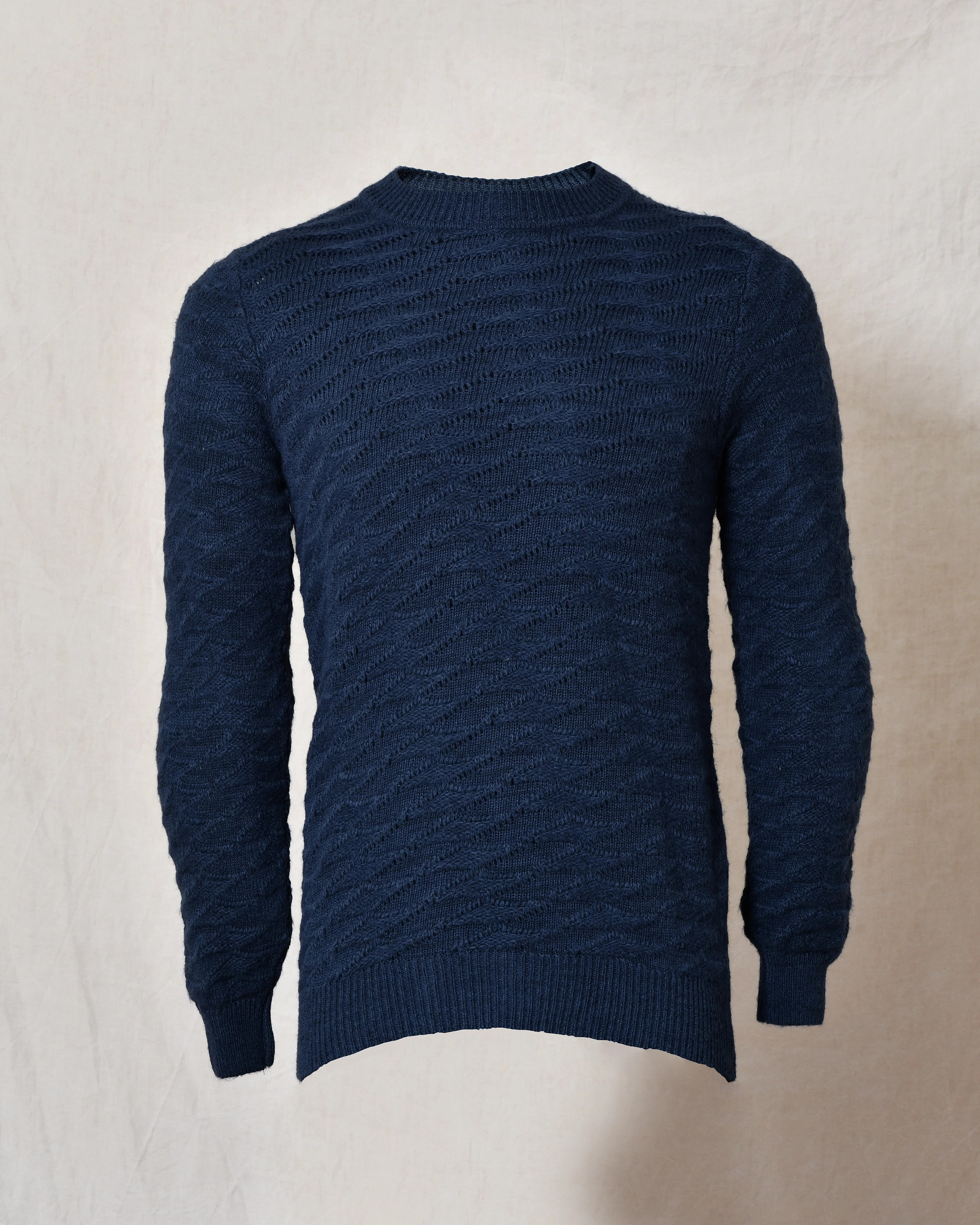 Pull en maille texturée bleu marine Daniele Alessandrini