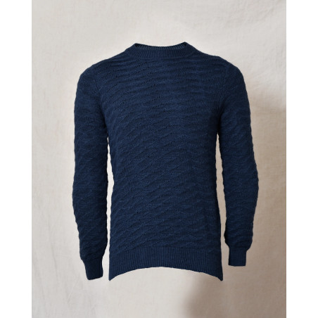 Pull en maille texturée bleu marine Daniele Alessandrini