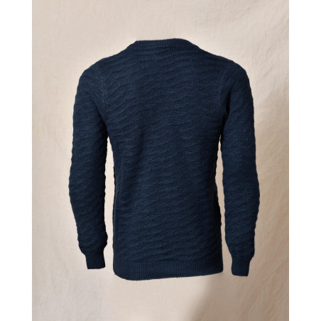 Pull en maille texturée bleu marine Daniele Alessandrini