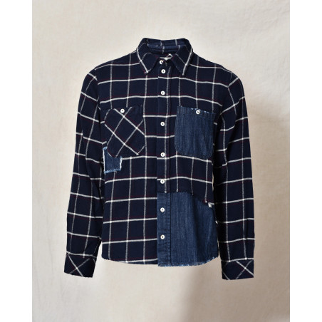 Chemise à carreaux et empiècements denim Front Street