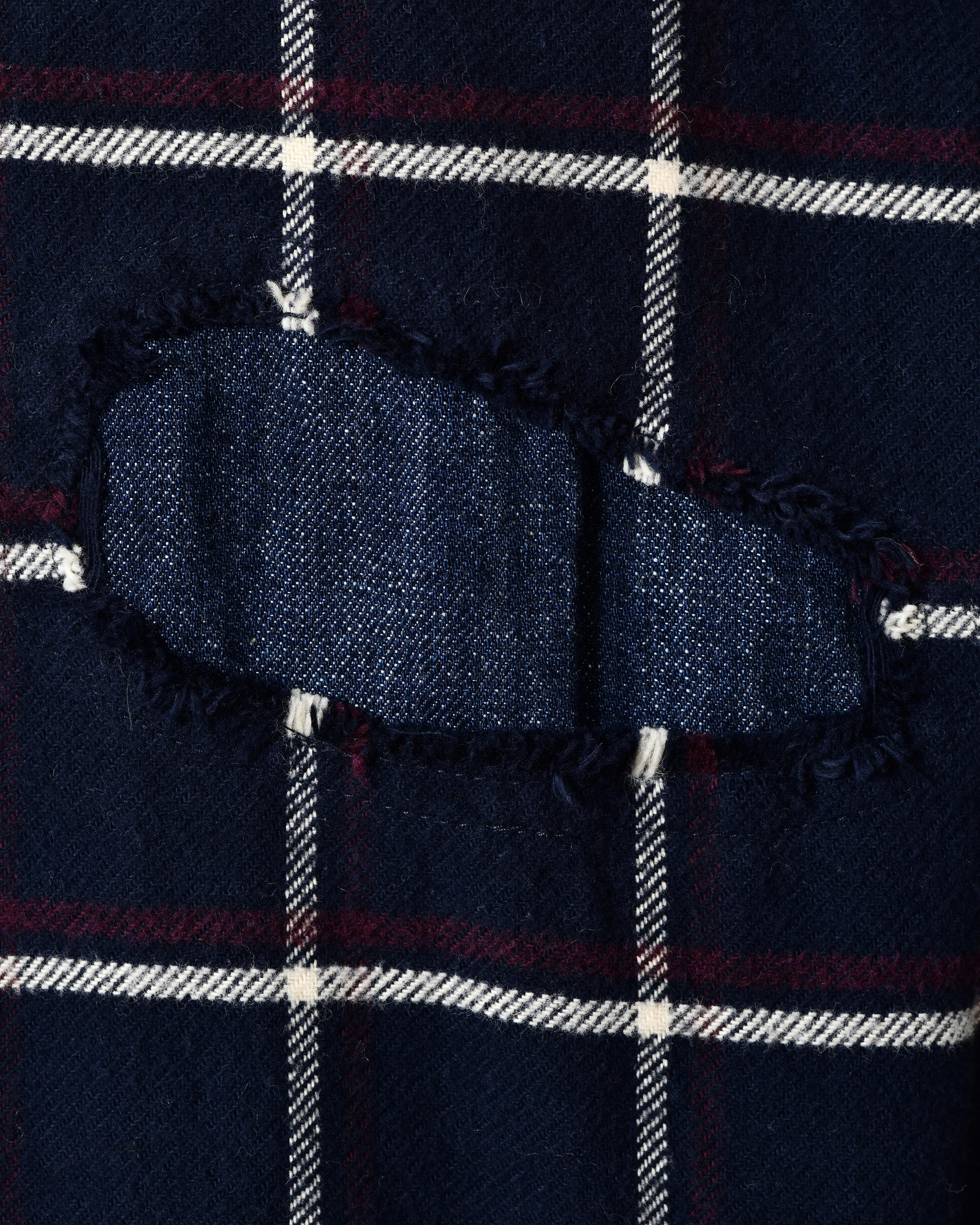 Chemise à carreaux et empiècements denim Front Street