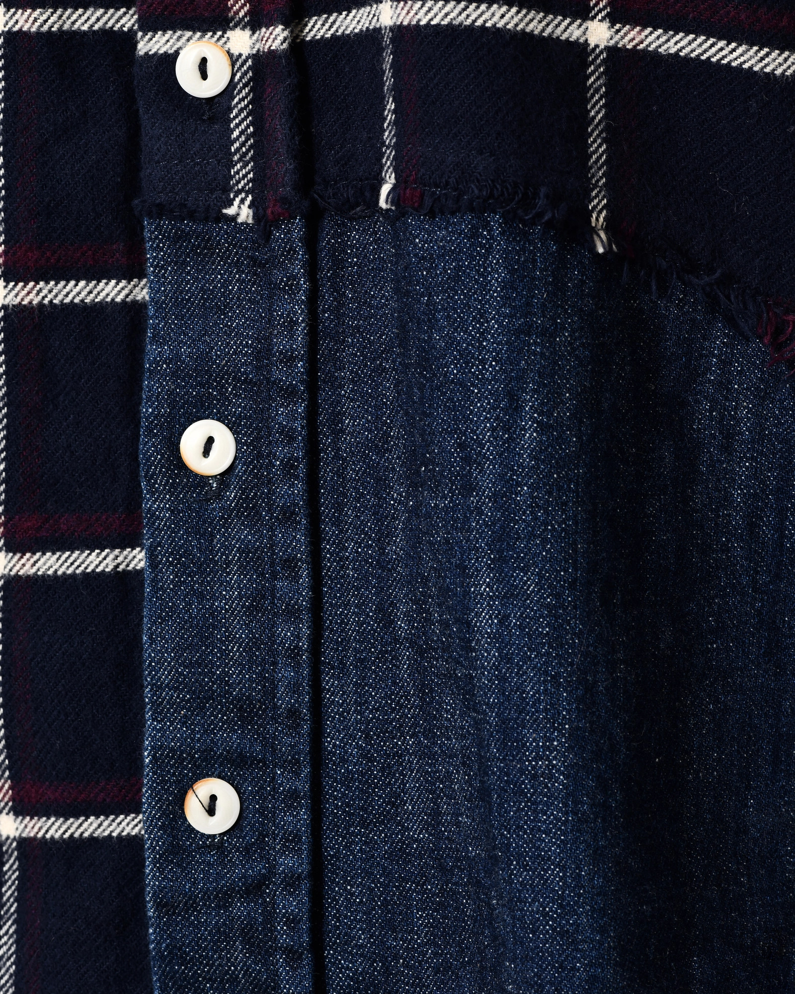 Chemise à carreaux et empiècements denim Front Street