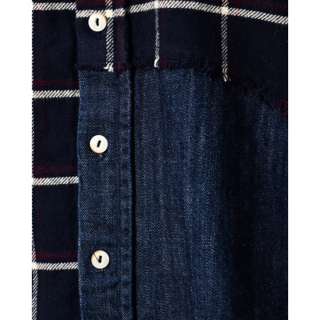 Chemise à carreaux et empiècements denim Front Street