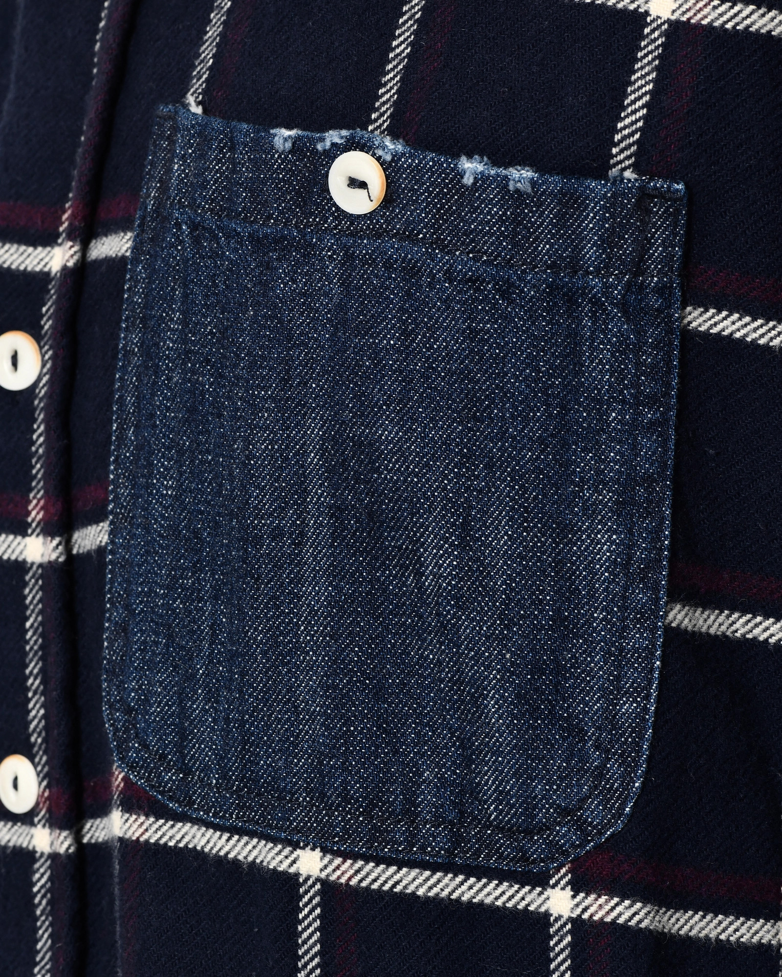 Chemise à carreaux et empiècements denim Front Street