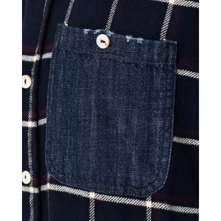 Chemise à carreaux et empiècements denim Front Street