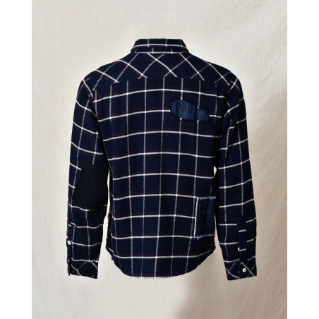 Chemise à carreaux et empiècements denim Front Street