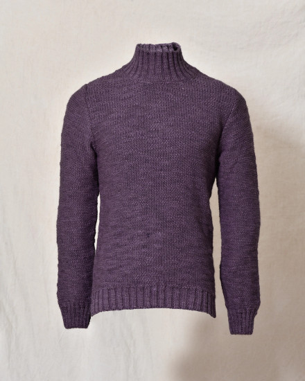Pull en laine violet à col montant Daniele Alessandrini