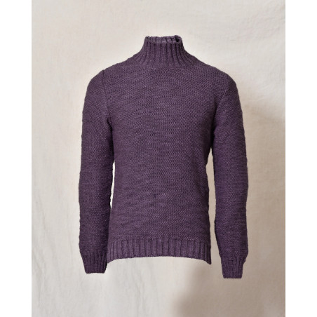 Pull en laine violet à col montant Daniele Alessandrini
