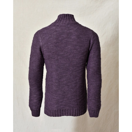 Pull en laine violet à col montant Daniele Alessandrini