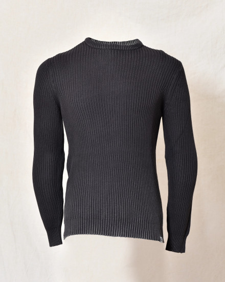Pull en maille côtelée gris foncé Over-D