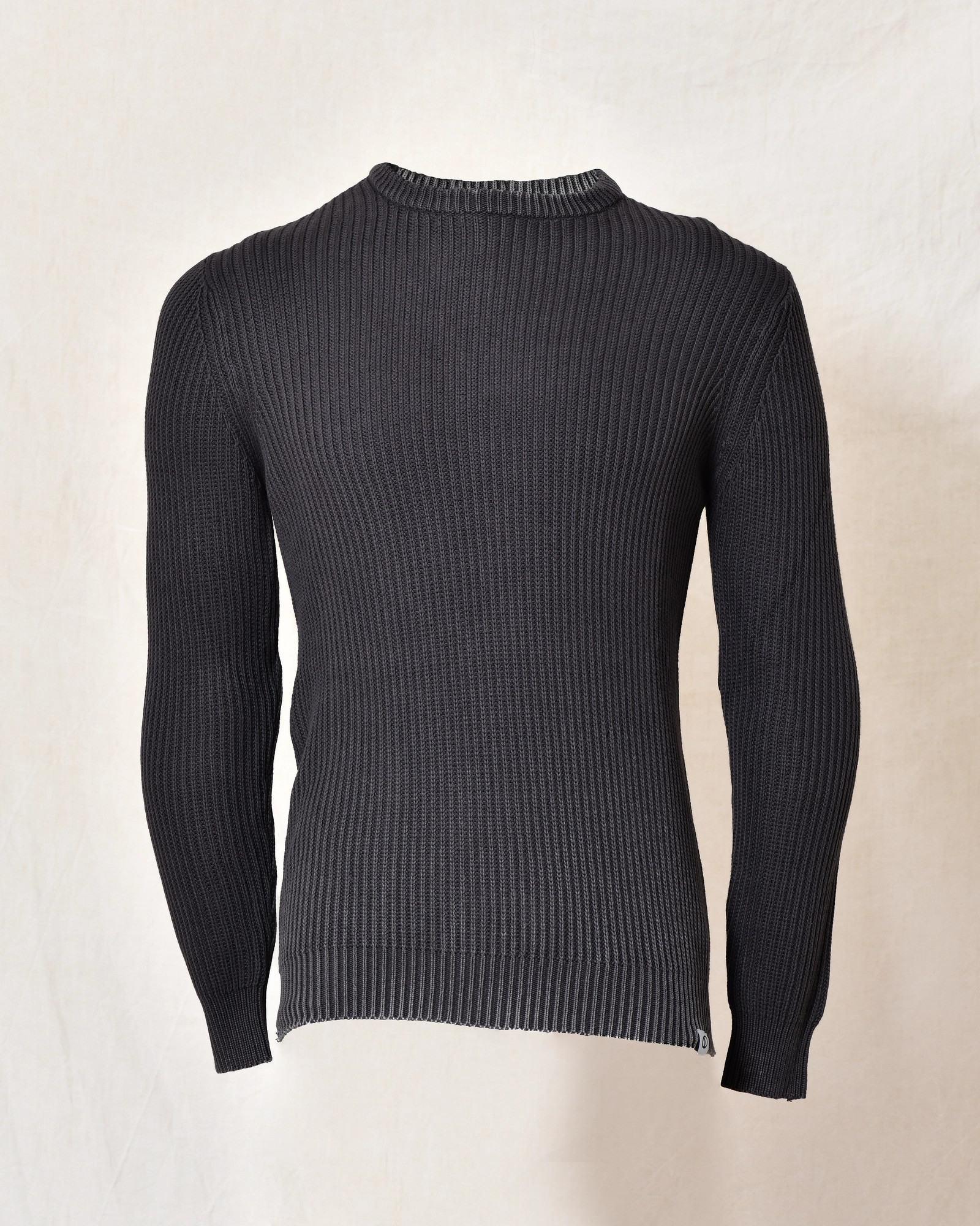 Pull en maille côtelée gris foncé Over-D