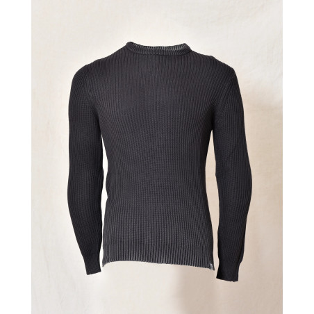 Pull en maille côtelée gris foncé Over-D