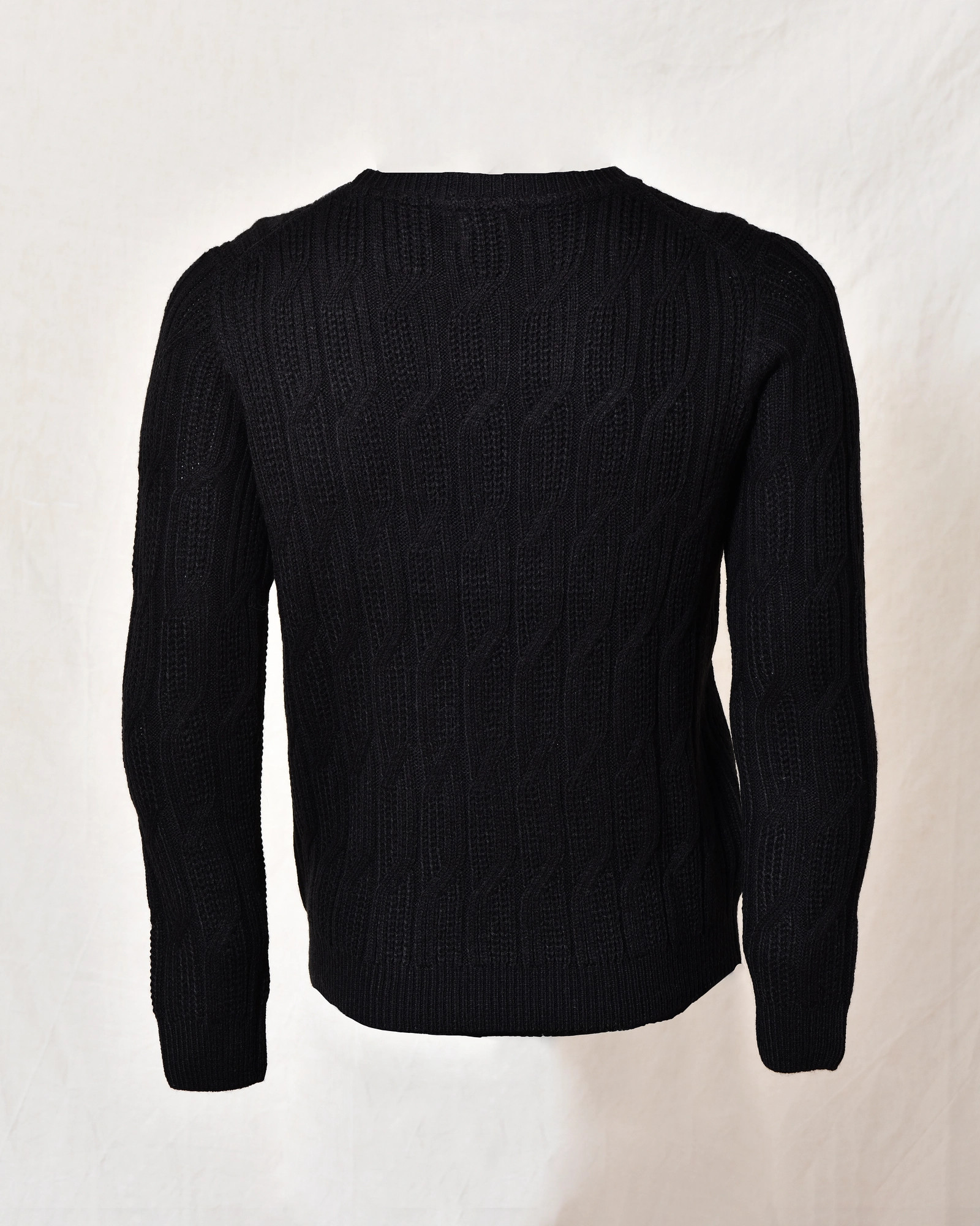 Pull en maille torsadée noir Over-D