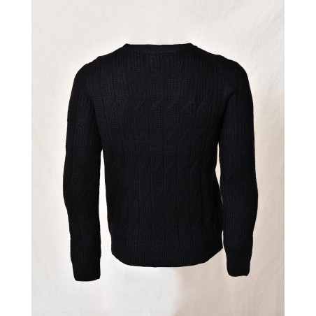 Pull en maille torsadée noir Over-D