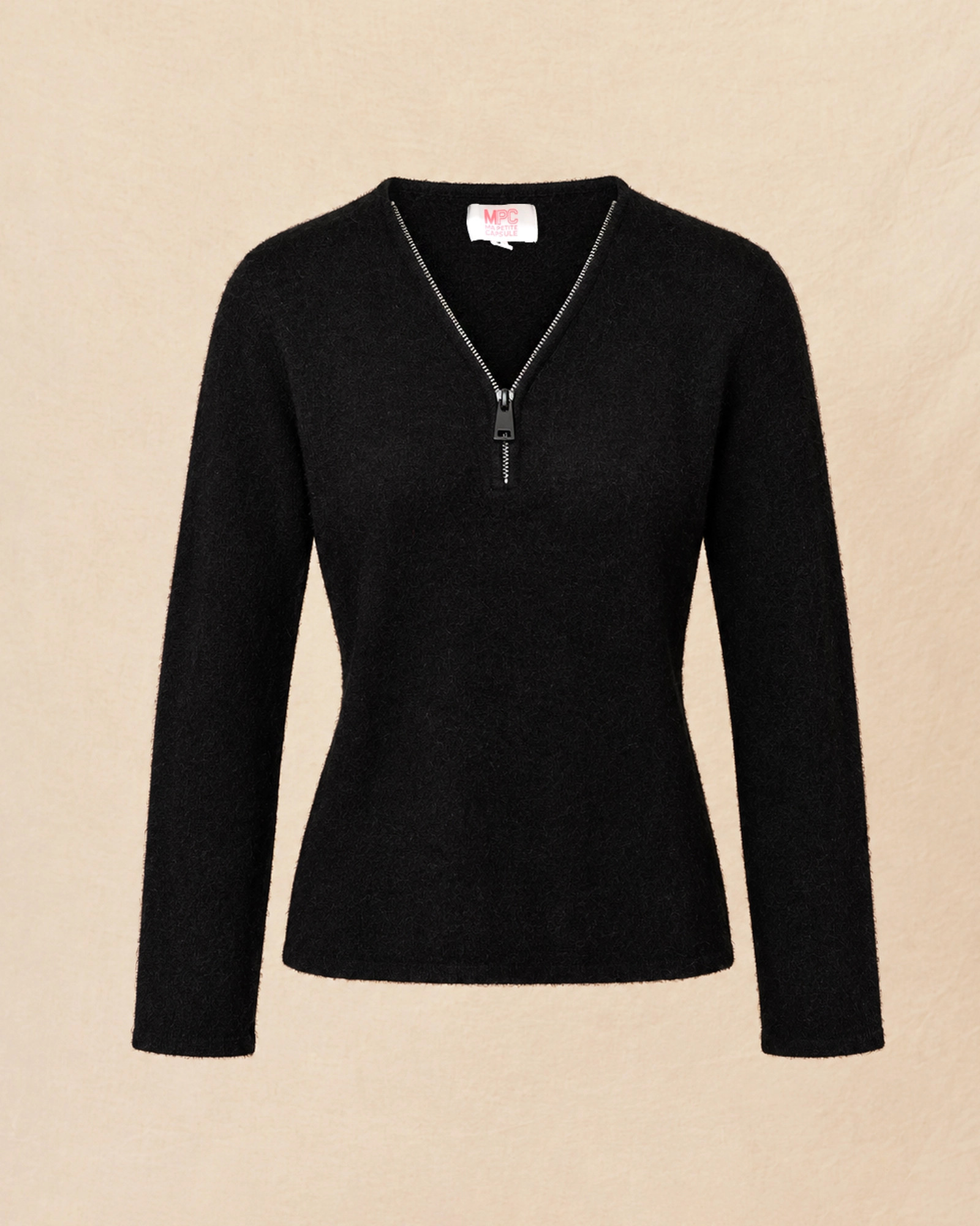 Pull en laine zippé noir Ma Petite Capsule