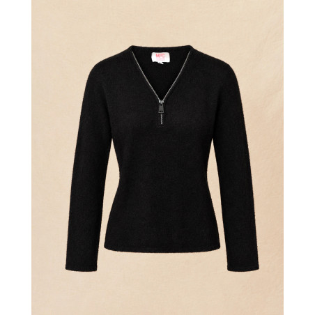 Pull en laine zippé noir Ma Petite Capsule