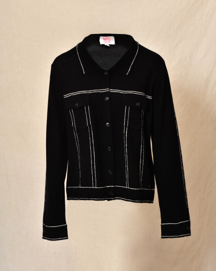 Gilet noir à surpiqûres contrastantes blanches Ma Petite Capsule