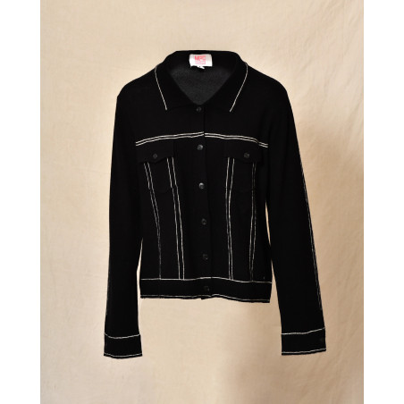 Gilet noir à surpiqûres contrastantes blanches Ma Petite Capsule