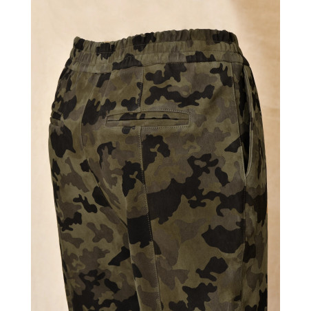 Pantalon de jogging en cuir à imprimé camouflage Ventcouvert