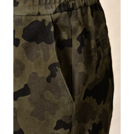 Pantalon de jogging en cuir à imprimé camouflage Ventcouvert