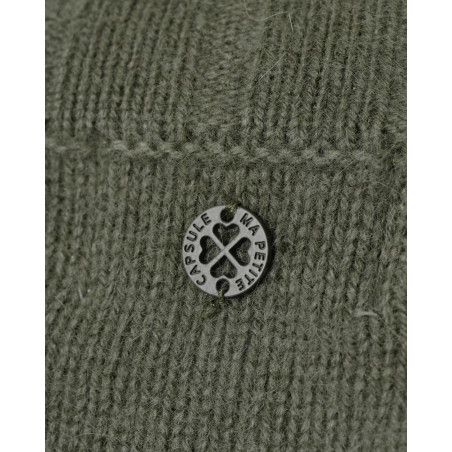 Pull en maille kaki à boutons latéraux Ma Petite Capsule