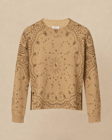 Pull camel en laine à motif bandana marron Ma Petite Capsule