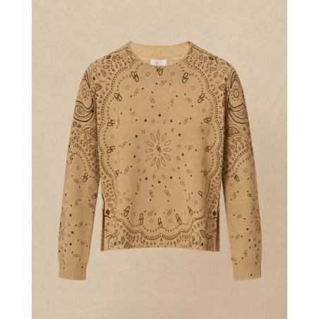 Pull camel en laine à motif bandana marron Ma Petite Capsule
