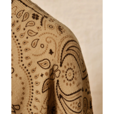 Pull camel en laine à motif bandana marron Ma Petite Capsule