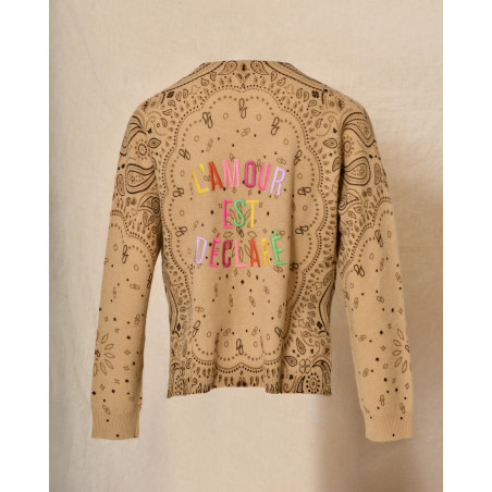 Pull camel en laine à motif bandana marron Ma Petite Capsule