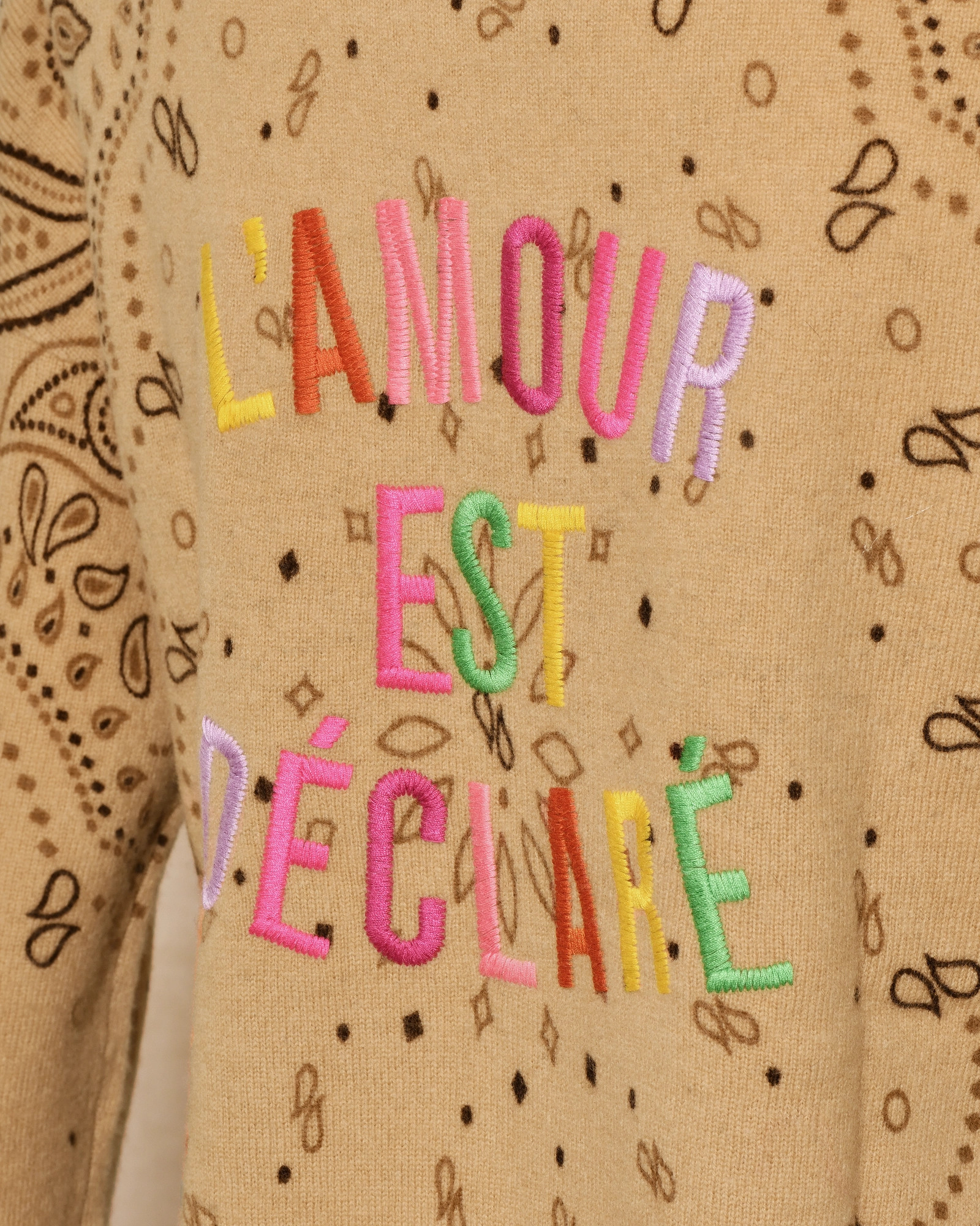 Pull camel en laine à motif bandana marron Ma Petite Capsule