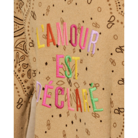 Pull camel en laine à motif bandana marron Ma Petite Capsule