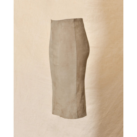 Jupe en cuir beige Ventcouvert