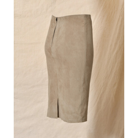 Jupe en cuir beige Ventcouvert