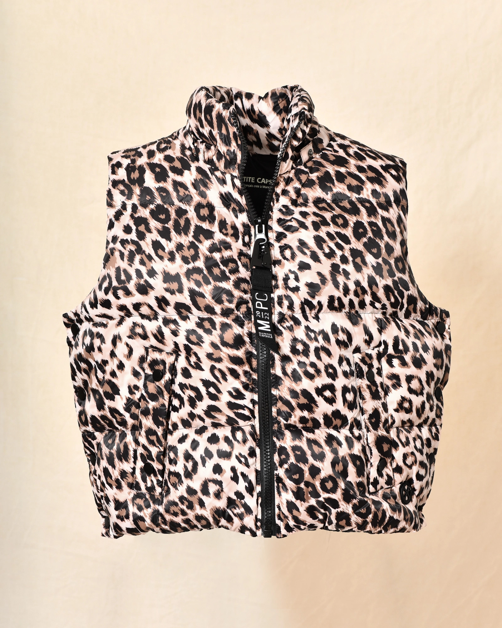 Doudoune sans manches à capuche léopard Ma Petite Capsule
