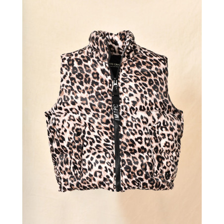 Doudoune sans manches à capuche léopard Ma Petite Capsule